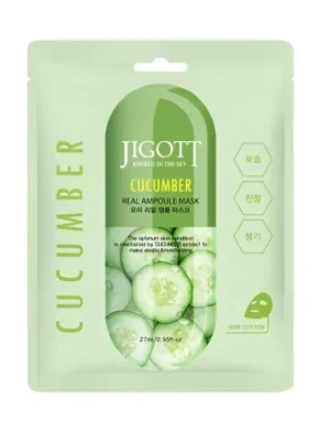 Jigott Cucumber Real Ampoule mask - hydratační plátýnková maska s extraktem z okurky Novinka