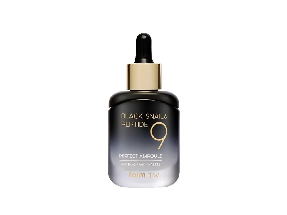 Farm Stay Black Snail&Peptide 9 Perfect Ampoule - zpevňující sérum s Peptidy a extraktem z mucinu černého hlemýždě Super Cena