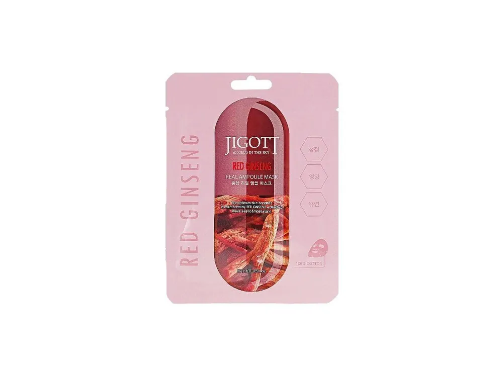 Jigott Real Ampoule mask Red Ginseng - vyživující plátýnková maska s Ženšenem Speciální Cena