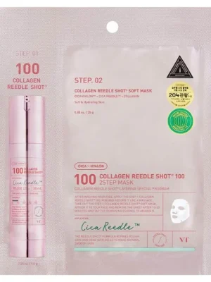 Rychlé Dodání VT Cosmetics Collagen Reedle Shot 100 2step Mask - dvoufázová maska s mikrojehličkami a kolagenem