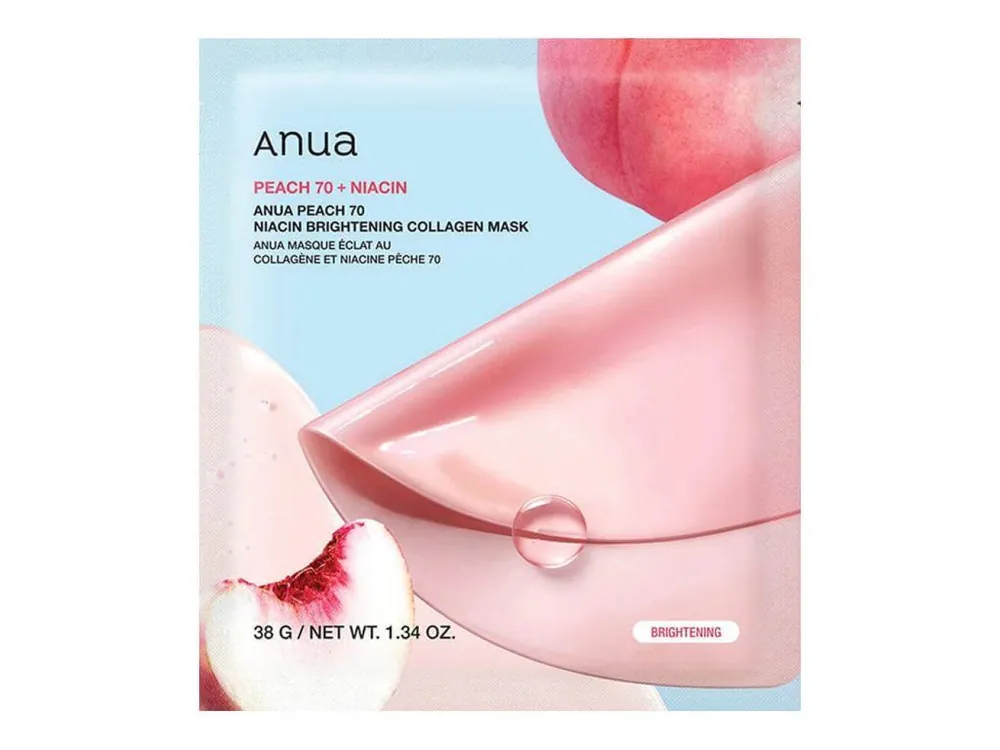Novinka Anua Peach 70 Niacin Brightening Collagen Mask - rozjasňující hydrogelová maska s Kolagenem