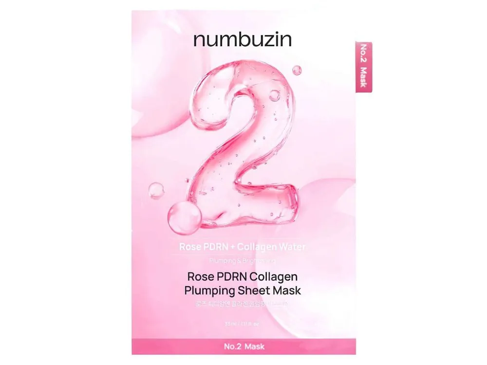 Dokud Zásoby Vydrží Numbuzin No.2 Rose PDRN Collagen Plumping Sheet Mask - Regenerační pleťová maska s PDRN a Kolagenovou vodou